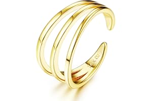 Morfetto Anneaux d'orteil Remplis d'or 14 Carats pour Femmes Anneaux Pinky Ouverts Réglables Énorme Bande CZ Anneaux d'orteil en Or à Trois Rangées Bijoux de Pied