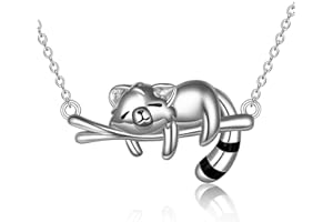 YAFEINI Czerwona panda naszyjnik prezenty srebro wysokiej próby czerwona panda wisiorek naszyjniki urocza czerwona panda zwierzę biżuteria dla kobiet dziewcząt prezenty świąteczne