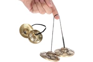 Norhogo 1pcs Tibetan Tingsha Cymbals Bells, Handcrafted Tibetan Meditation with Buddhist Symbols, Yoga Meditation Chimes, 2.6in/6.5cm