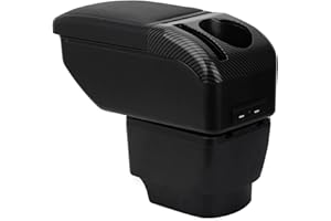 ZENVI Braccioli Compatible with Mazda 2 Braccioli 2007-2014 Console Centrale Organizer Immagazzinaggio Scatola Utilizzabile Per Autisti Supporto Gomito Doppio Spazio Archiviazione(Stile Nero)