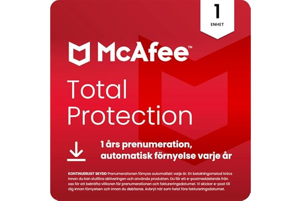 McAfee Total Protection, Antivirus, VPN, Sicherheitssoftware | 1 enhet, 12 månader