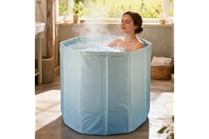 YYW Foldable Bath Tub for Adults, Large Foldable Cold Plunge Tub for Recovery, Collapsible Ice PlungeTub Suitable for Home Outdoors Gyms (Gradient Blue Insulation Set, 31.5 in)
