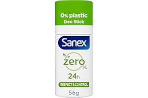 SANEX - Deodorant Stick Solide 0 % Respect & Control - Deodorant Femme et Homme - Efficacite 24 h - Deo Stick 56 g