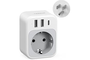 TESSAN USA Adapter Steckdose, 4 in 1 Reiseadapter Thailand mit 1 USB C und 2 USB A, Steckdosenadapter Reisestecker Stromadapter für Amerika Kanada Thailand Mexiko, Adapter Typ B
