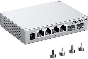 SODOLA 6 Port 2.5Gb Web Managed Switch, 4 x 2.5G Base-T Ports & 2 x 10G SFP+, Aluminum Cooling & Magnetic Mounting, Multi-Gigabit Network Switch for Homelab & Professional Networks, LACP/QoS/VLAN/IGMP