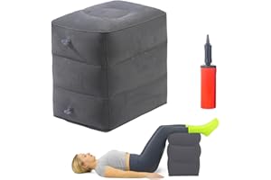 MeYuxg Bandscheibenwürfel, Stufenlagerungswürfel, Schaumstoffwürfel Gross, Stufenlagerungskissen, Aufblasbare Fußkissen mit Pumpe, 40 x 30 x 43 cm (3 Schichten, Dunkelgrau)