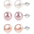 ASH'S CHOICE 925 Sterling Silver Pearl Stud Earrings Small Pearl Studs Earrings for Women, 14k Gold Plated Cartilage Pearl Studs Earrings with Zirconia Hypoallergenic Pearls Earrings for Women Girls