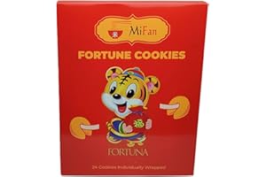 MiFan Fortuna Box - Biscotti della Fortuna Cinesi, Biglietti Profetici, Auguri in Italiano, Confezioni Varie, Sapore Vaniglia (24 Pezzi)