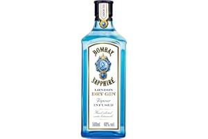 Bombay Sapphire Premium Distilled London Dry Gin, 40 % vol., 50 cl/500 ml, Infusé à la Vapeur avec 10 Plantes Exotiques Sélectionnées à la Main