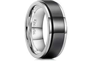King Will Bague tournante en acier inoxydable poli pour homme et femme Noir 8 mm