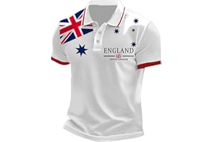 NNGOTD Mens Union Jack Polo Shirts UK British Flag Print Short Sleeve Button Down Collared Golf T-Shirts Cotton Regular Fit Great Britain United Kingdom Embroidery Tshirts VJ Day 80th Anniversary T Shirt