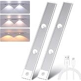 FLYNGO Motion Sensor Under Cabinet LED Light, 3 Color Modes Closet Light with Stepless Dimming for Kitchen, Cabinet, Wardrobe