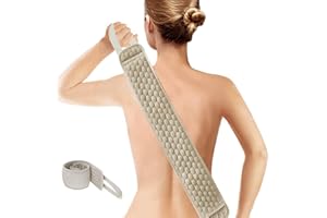 CHIREST New Exfoliating Back Scrubber for Shower Back Washer for Shower for Men and Women Deep Clean Sportout Shower Loofah Beige (32'' Length 3.5'' Width Beige)