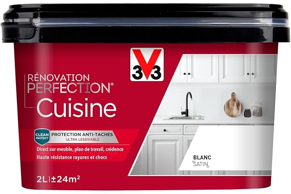 V33 Peinture de rénovation cuisine, Rénovation perfection Blanc satin 2L