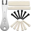 12PCS Chevilles pour Guitares,Chevilles pour Guitares 2 Sillets de Chevalet avec 1 Chevilles Extracteur Outil,Kit D'outils Pour Les Guitares Acoustiques,Accessoires De Haute Qualité Pour La Réparation