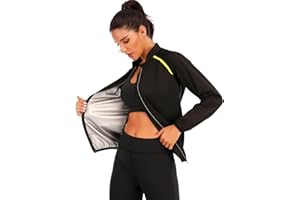 LAZAWG Femme Vêtements de Sudation Fermetures éclair Suivre un Régime Longues Survêtement Sudation Fitness Gym