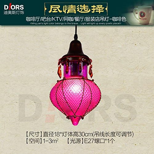 GYUHANLT Vintage Industrial fashion personality Hanging Light for Loft Office bar restaurant cafe Home Decorative stained glass single head, Purple ,18X30CM Ceiling Pendant