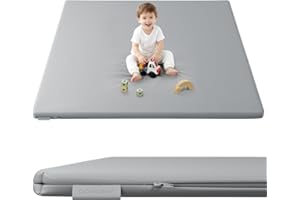 COMOMY Vegan Leather Baby Play Mats for Floor, 127x127 cm Padded Play Mat for Playpen, Extra Thick & Soft Foam Playmats for Babies and Toddlers, Easy to Wipe Clean (Light Grey)