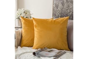 MIULEE 2er Pack Samt Kissenbezug Kissenhülle Dekorative Kissenbezug Dekokissen Sofakissen Lendenkissen Wurfkissenbezug Kissenhülle Orangegelb,45x45 cm