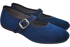 DOREA Originali Mary Jane, Ballerine Donna da Casa, Eleganti Friulane con Cinturino, Pantofole Basse in Velluto, Produzione Artigianale