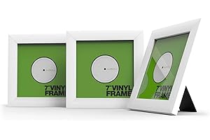 Glorious Vinyl Frame Set, 7 Inches, White, 3 x Vinyl Cover Frames for 7 Inch Records, Adjustable Bracket for Hanging, Alternative Folding Mechanism, White