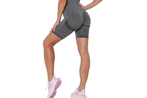 Merlvida Cintura Alta Leggins Cortos Mujer Push Up Pantalones Cortos Deporte sin Costuras Gym Shorts Elásticos Mallas Cortas Opacos Ropa Verano Leggings Deportivos para Yoga Fitness Running