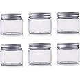 erioctry 200ml / 6.67Oz Jars PET Plastic Empty Cosmetic Containers Jars Cases with Silver Aluminum Lid Cream Lotion Box Ointments Bottle Food Bottle Makeup Pot Jar 6 Pack