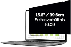 ‎FELLOWES Fellowes PrivaScreen Blickschutzfilter – Anti-Glare Displayschutz für Laptop 15,6" (16:9, 345 x 194 mm), einfache Befestigung & Entfernung mit Quick Reveal Tabs
