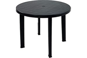 TRABELLA REVELLO Garden Patio Table, Polypropylene, Anthracite, 89cm
