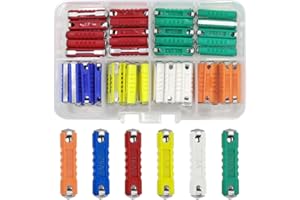 GOIYZTTR 60 Pezzi Fusibili Siluro Set Fusibile per Auto Multicolore 5A, 8A, 10A, 16A,25A,30A Micro Fusibile Adatto per Auto d'Epoca Europee