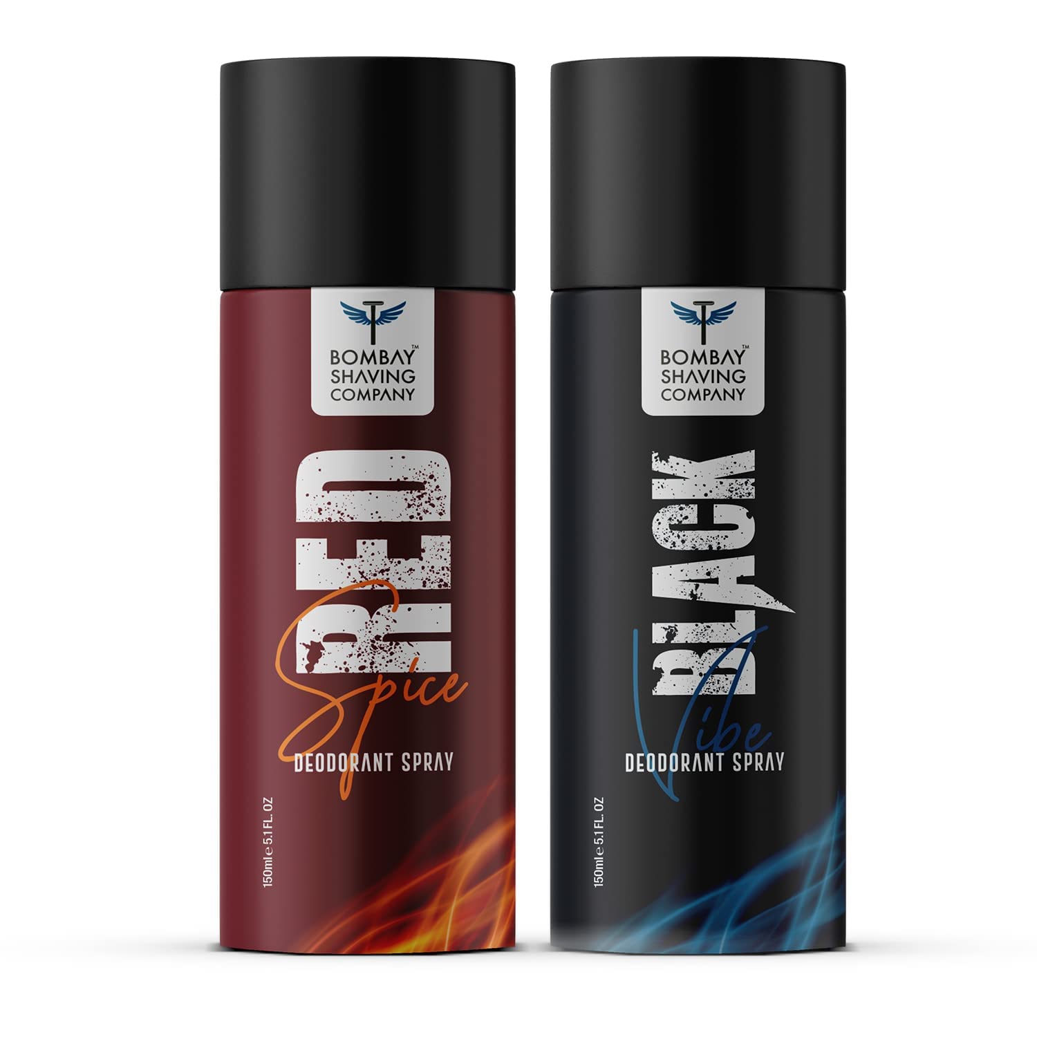 Bombay Shaving Company Body Spray for Men, 150ml each (Pack of 2) - Red Spice and Black Vibe