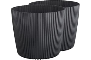 ‎TYMAR Tymar Blumentopf,Übertopf, 2er-Pack, Runde Form ((2pack) Schwarz matt, ø 20 cm)