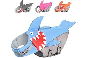 BOTEWO Schwimmweste Hunde Hai zum Schwimmen, Bootfahren, hundeschwimmweste mit Griff und Reflektierend für Kleine Mittlere und Große Hunde