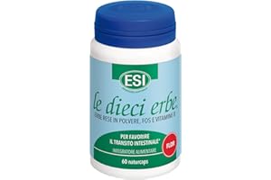 ESI - Le Dieci Erbe Flor, Integratore Alimentare Vegetale con FOS, Lassativo Naturale Contro Stitichezza, Costipazione e Flatulenza, Regola il Transito Intestinale, Senza Glutine e Vegan, 60 Naturcaps