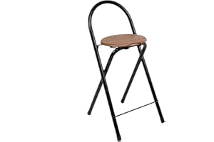 THE SECRET HOME - Pack de 1,2,4 y 6 Taburetes Plegables con Respaldo - Sillas Plegable de Metal y Madera - Alto. 80 cm x Ancho. 40 cm (1, Madera Oscura/Negro, Alto. 80 cm x Ancho. 40 cm)