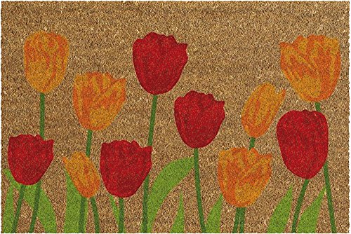 ID matt 4060 – 5 natur Teppich Fußmatte bedruckt natur Tulpen Kokoskernmatratze/PVC Beige 60 x 40 x 1,5 cm