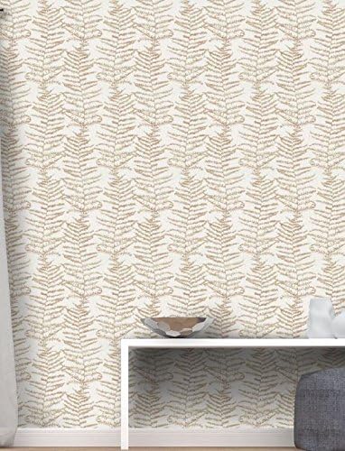Washable Wallpaper Design Nature Fern Fund Ivory and Rust and Gold with Glitter Print in TNT Italian Wallpaper Central Park 5953 – 13.