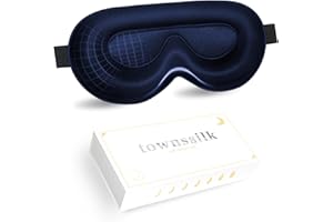 TOWNSSILK townsslik 3D maska na oczy do spania, dwustronna, 19 mm, luksusowy jedwab morwowy, nie wpływa negatywnie na rzęsy, wygodna dla oczu, regulowany pasek na ramię, piękny prezent, granatowa