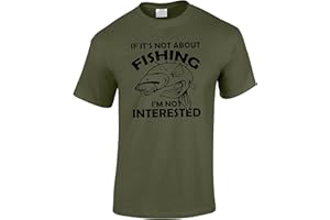 BANG TIDY CLOTHING Fishing T Shirts for Men - Funny Fishing Gifts for Fisherman - Carp Fish T Shirt with I'm Not Interested Slogan