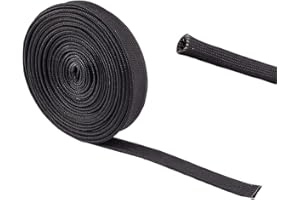 AHANDMAKER Heat Hose Fiberglas Wrap Shield Sleeve, 16Ft 12mm Schwarzer Draht Kraftstoffleitung Hitzeschild Bremsrolle Hochtemperatur-Bremsleitungskabel Zum Schutz des Autokabelbaums