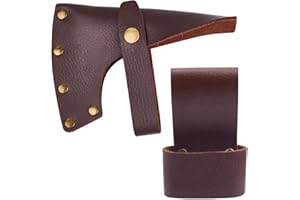 GORGECRAFT Genuine Leather Axe Sheath 5.9x4.3 Inch Coconut Brown Halloween Adjustable Hatchet Blade Cover Full Grain Leather Hand Axe Head Protector Camping for Lumberjack Outdoor Essentials