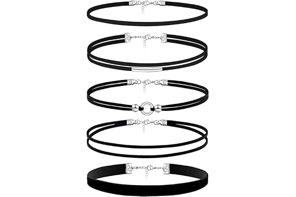 Xanthelle Choker, 5 st chokerhalsband för kvinnor, halsband för kvinnor, halsband svart, svarta smycken