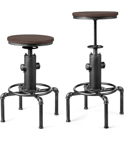 Industrieller Barhocker Mit Drehbarem PU-Sitz – Höhenverstellbar 61–71 Cm, Vintage-Look, 150 Kg Belastbar