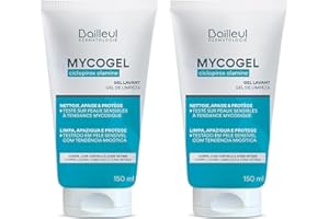 Bailleul | Mycogel | Gel lavant contre les mycoses cutanées | Nettoie, Apaise et Protège | Peaux et muqueuses génitales sensibles à tendance mycosique | Vegan | Lot de 2 x 150 ml