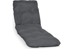 Beautissu Coussin Bain de Soleil 190x60 cm Flair RL – 8 cm Épais Coussin Chaise Longue pour Jardin Terrasse Balcon – Confortable Matelas Transat Exterieur – Gris Graphite