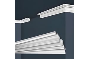 MARBET DESIGN Modanature per soffitti Marbet in polistirolo XPS - Modanature in stucco di alta qualità, leggere e robuste, dal design moderno - (2 metri E-42-80x80mm) modanature in polistirolo