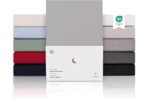 ‎BLUMTAL Blumtal® Premium Topper Spannbettlaken 180x200 cm Jersey - Oeko-TEX zertifiziertes Spannbettlaken Topper 180x200 Baumwolle - Spannbettlaken 180x200cm Topper/Bettlaken Topper 180x200 in Dunkelgrau