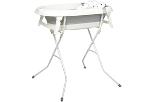Toral Bañera Bebe con Patas y Cojín Comoda, Facil de Guardar, con Tapón y Patas Antideslizantes - Bañera Bebé Plegable Portatil - Asiento Bañera Bebe modelo Iris