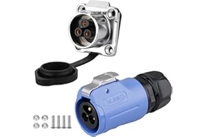 CNLINKO Connettore impermeabile LP-20 a 3 pin, Design di inserimento rapido e sicura vite, Connettore di aviazione IP68, Presa a flangia M20 con 4 fori (LP20 3 Polig)