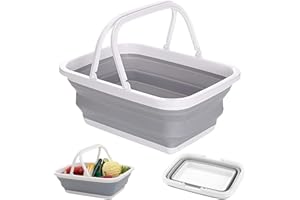 YIMINI Cesta Pieghevole Bucato, Catino Pieghevole, Secchio Pieghevole, Portabiancheria Pieghevole in Plastica, Bacino Multiuso Pieghevole, Cesto di Verdure in Plastica Pieghevole, per Campeggio e Casa
